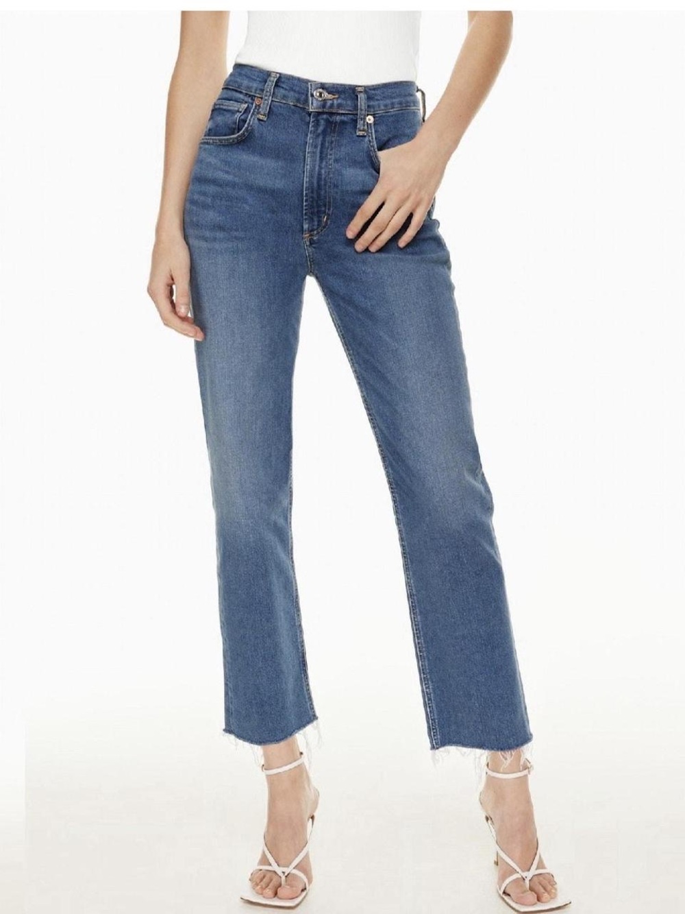 Citizens of Humanity Daphne Crop Jean Size 25 High Waist Straight Leg Frayed Hem